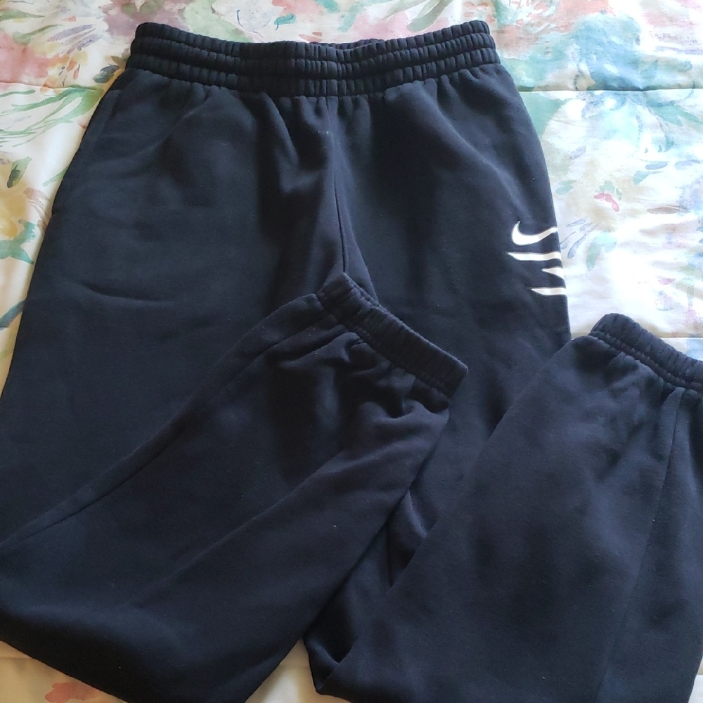 Nike Kids Black Joggers with White Logo